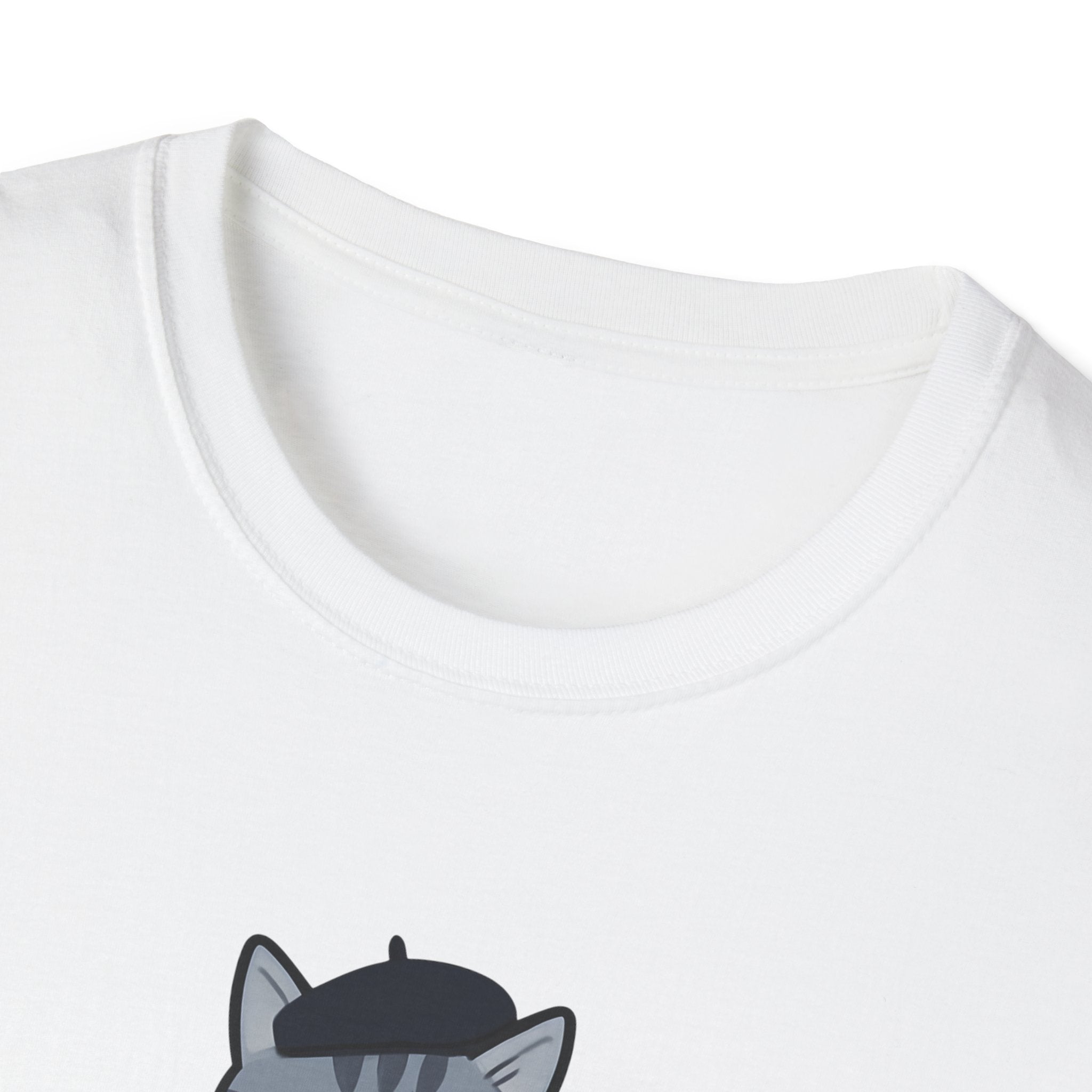 Gray Cat with Beret T-Shirt