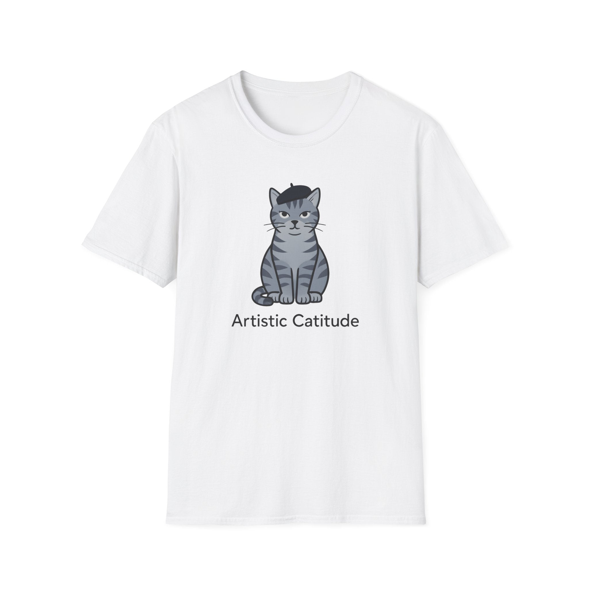 Gray Cat with Beret T-Shirt