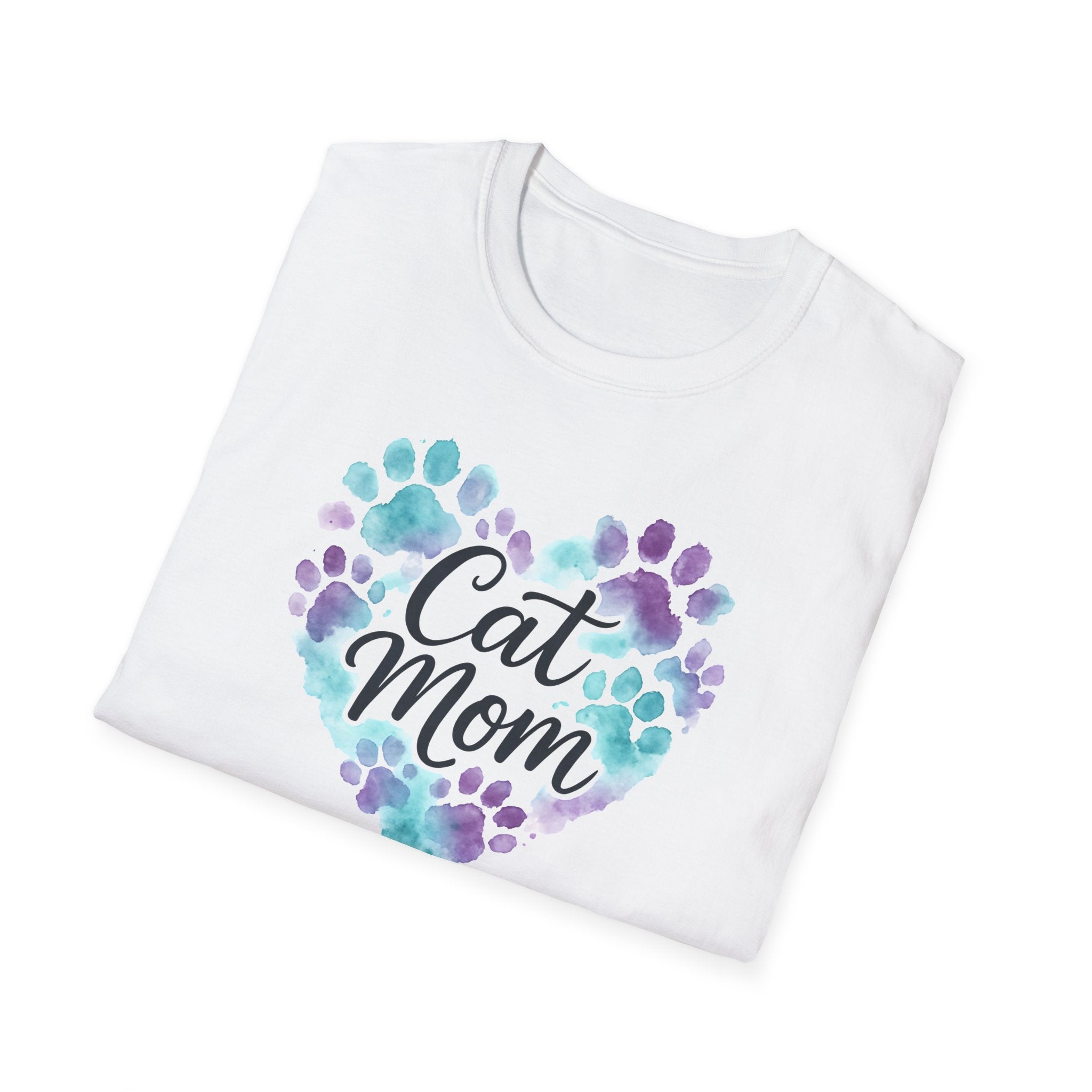 Watercolor Cat Mom Heart T-Shirt