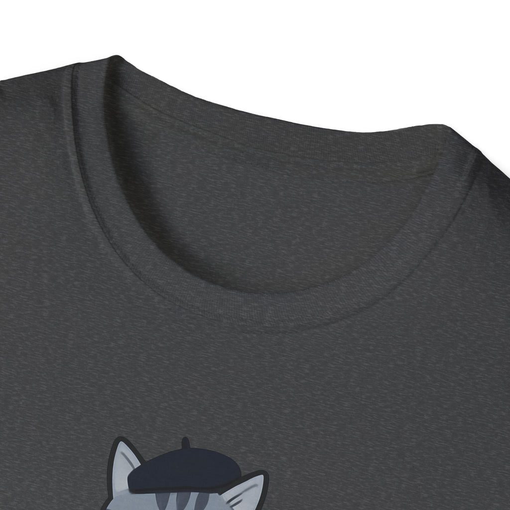 Gray Cat with Beret T-Shirt