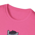 Gray Cat with Beret T-Shirt